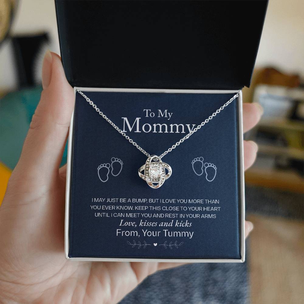 To My Mommy, Love From Your Tummy -Love Knot Necklace